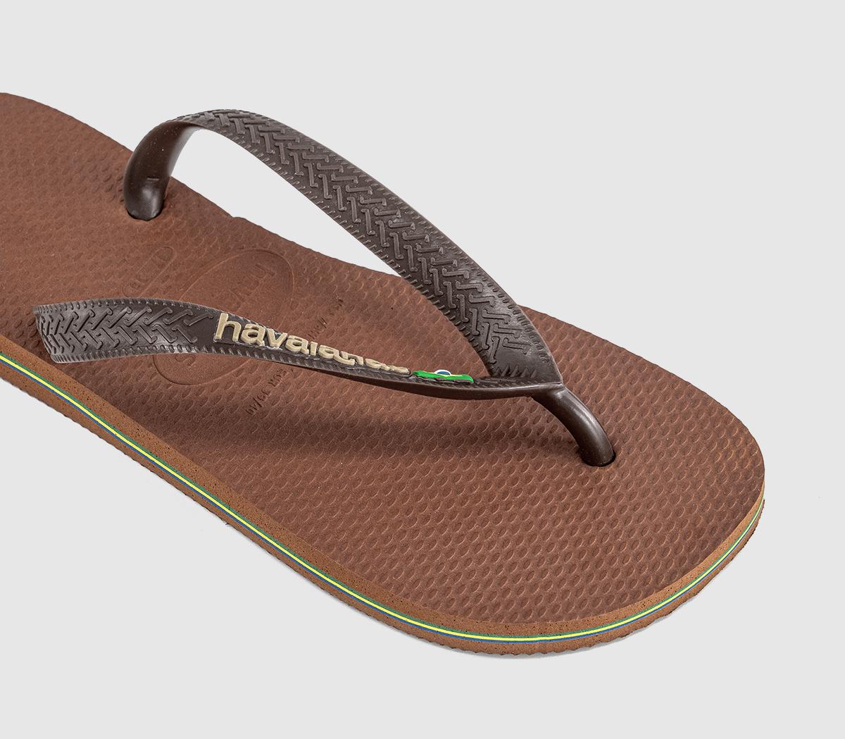 HavaianasBrasil Logo Flip FlopsRust Dark Brown