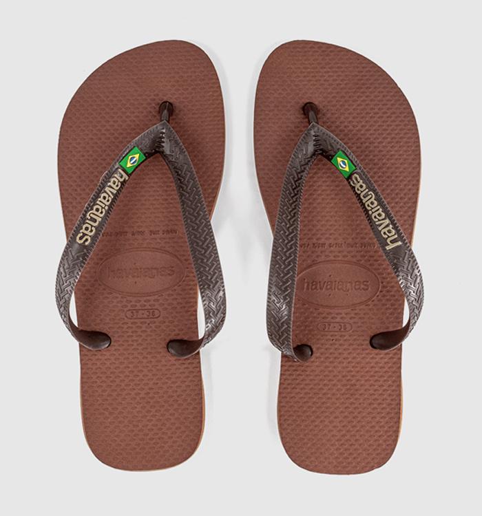 Havaianas Brasil Logo Flip Flops Rust Dark Brown
