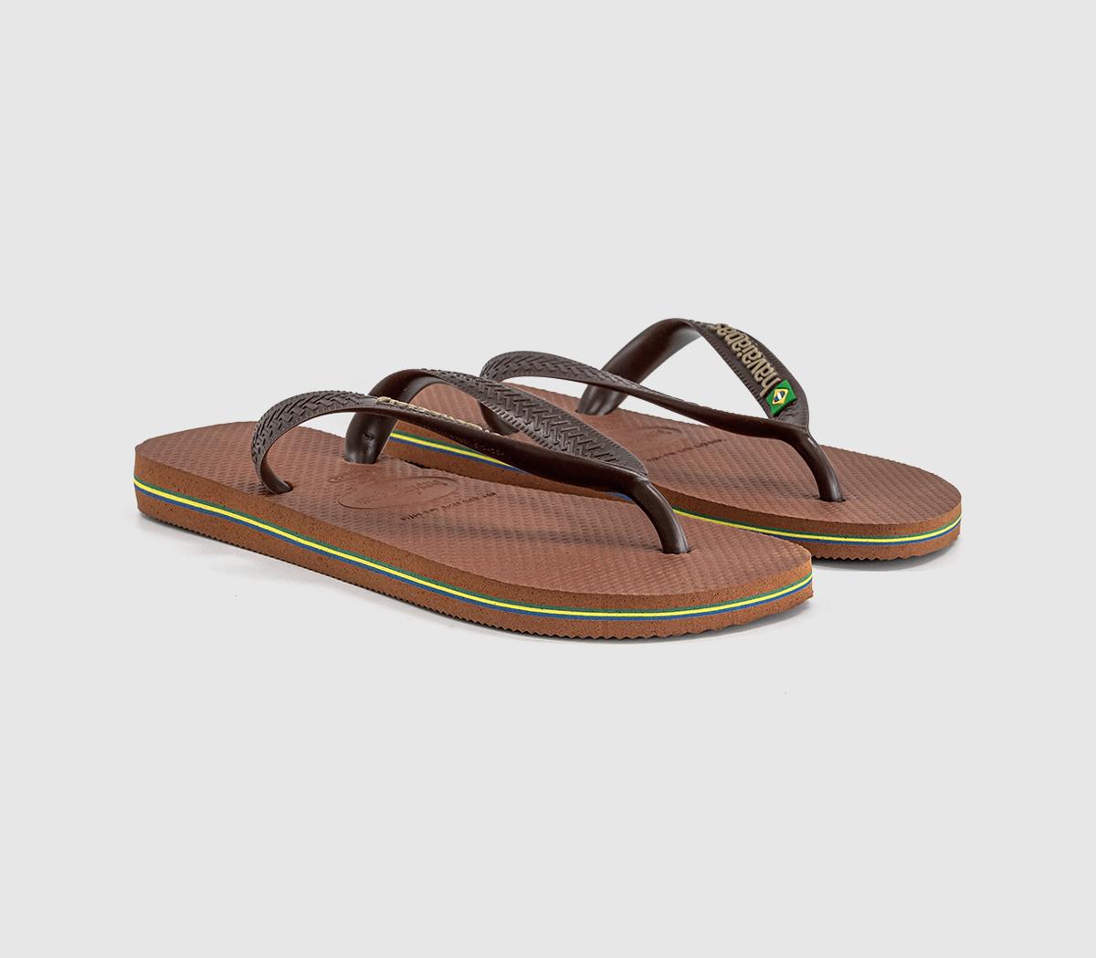 HavaianasBrasil Logo Flip FlopsRust Dark Brown
