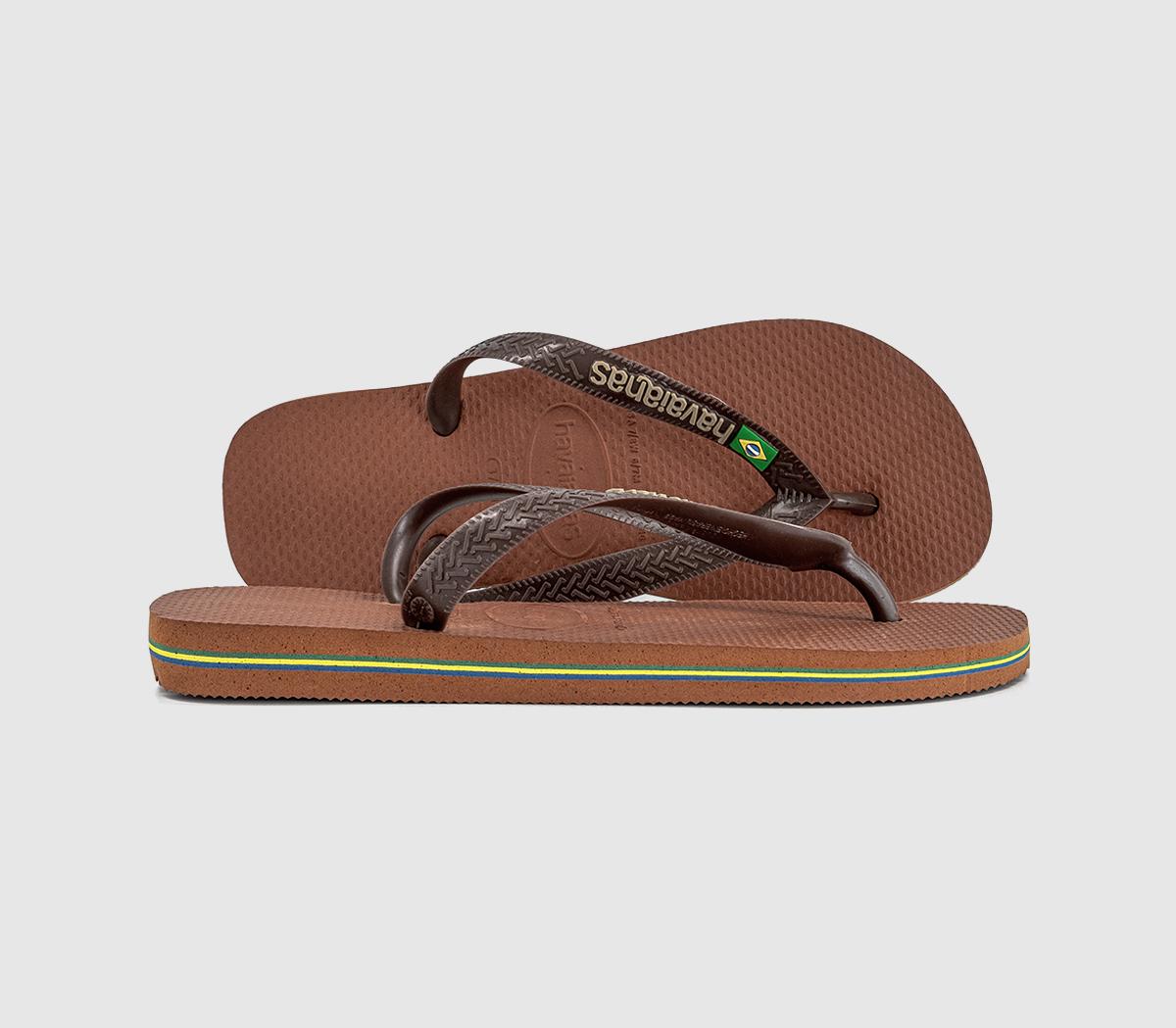 HavaianasBrasil Logo Flip FlopsRust Dark Brown