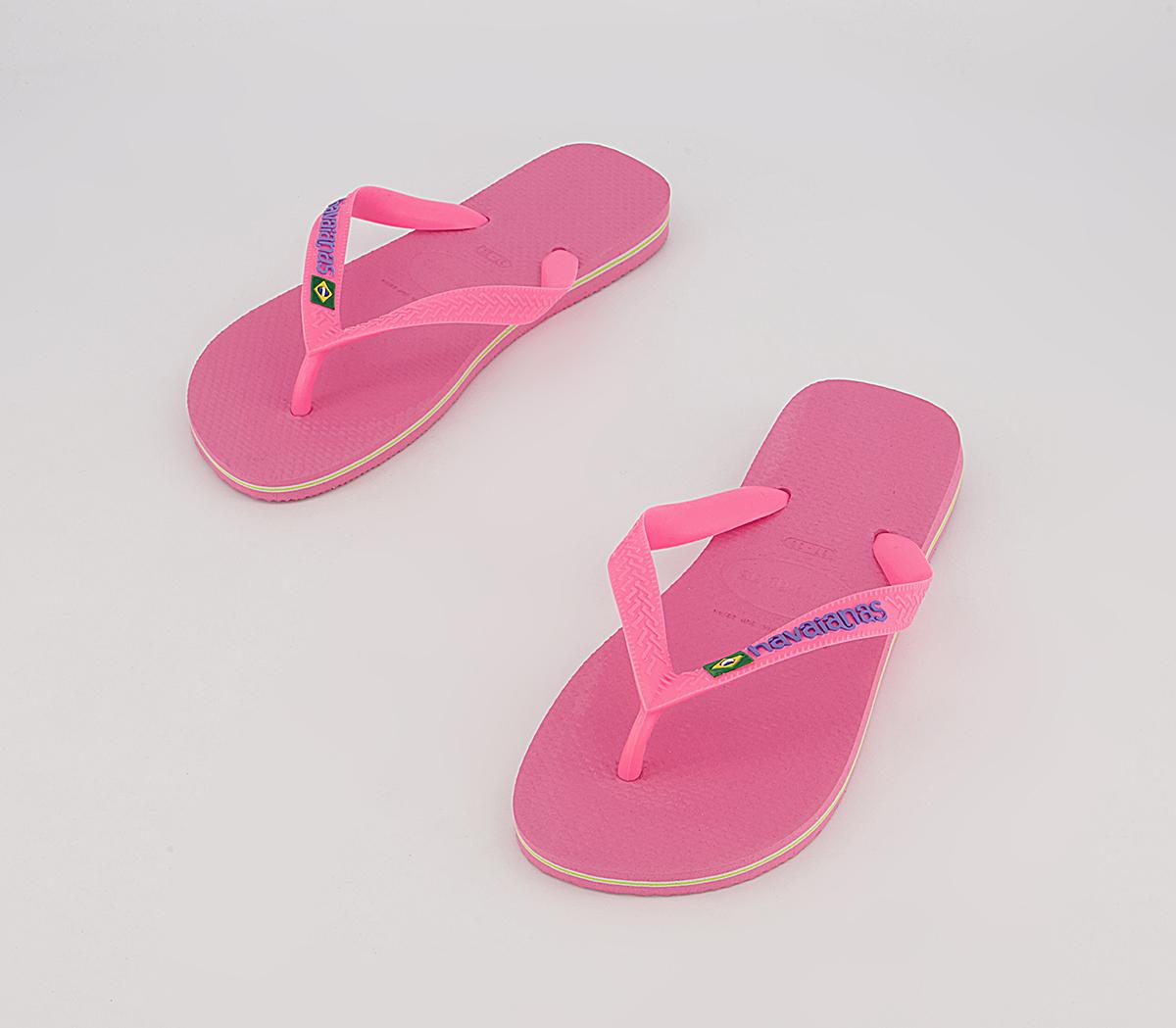 Havaianas Brasil Logo Flip Flops Havaianas Brasil Logo Flip Flops Crystal Rose Pink