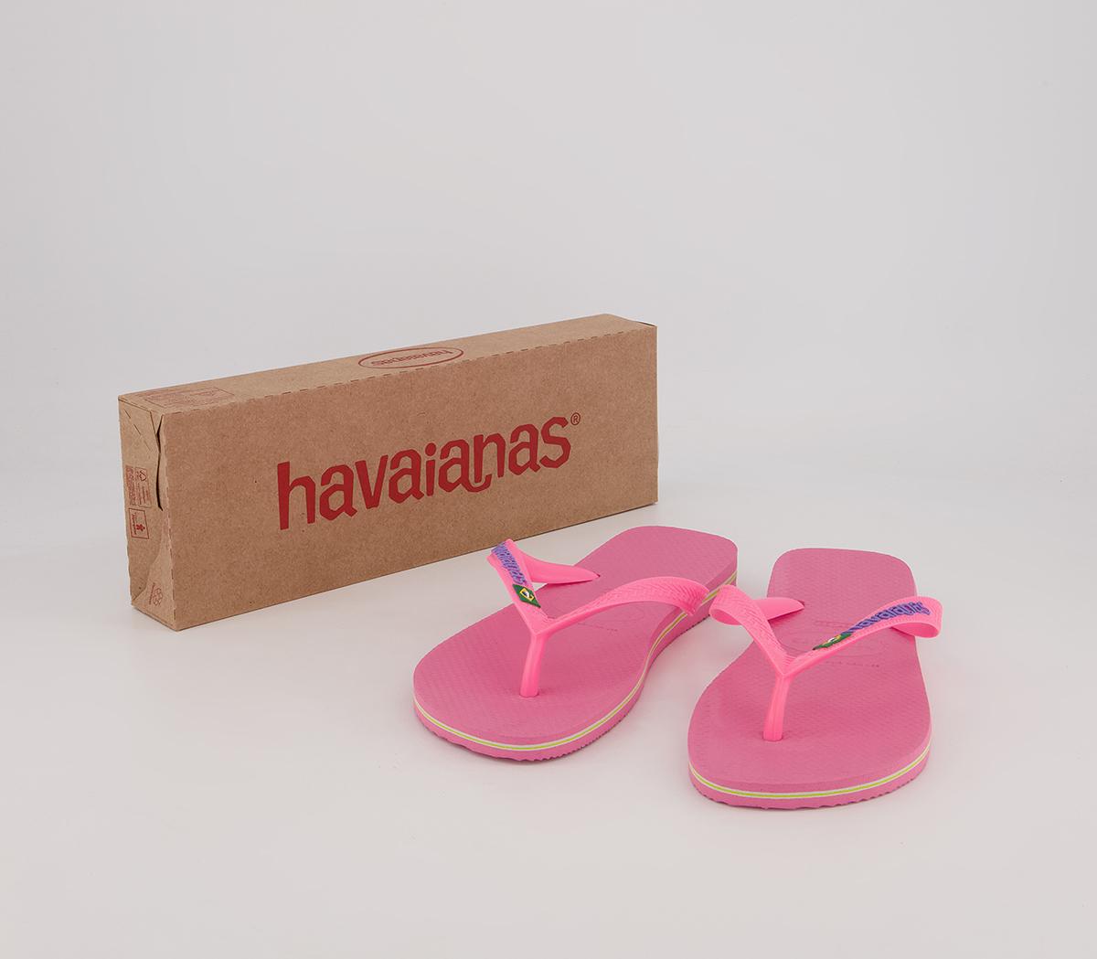 Havaianas Brasil Logo Flip Flops Havaianas Brasil Logo Flip Flops Crystal Rose Pink