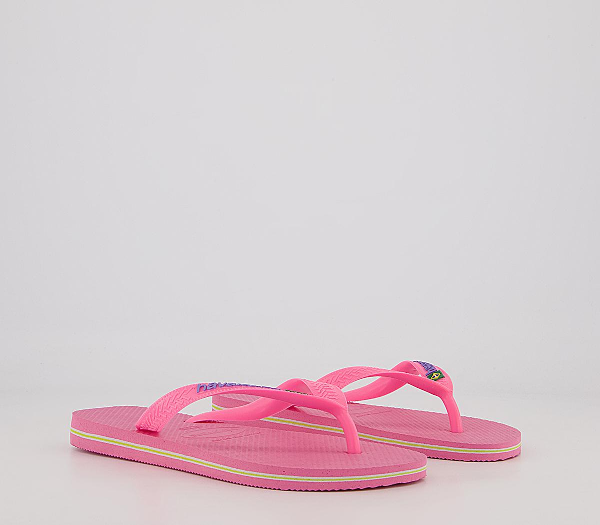 Havaianas Brasil Logo Flip Flops Havaianas Brasil Logo Flip Flops Crystal Rose Pink