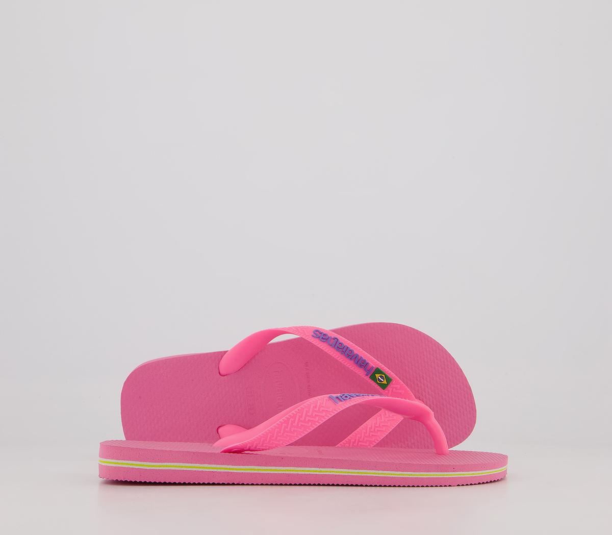 Havaianas Brasil Logo Flip Flops Havaianas Brasil Logo Flip Flops Crystal Rose Pink