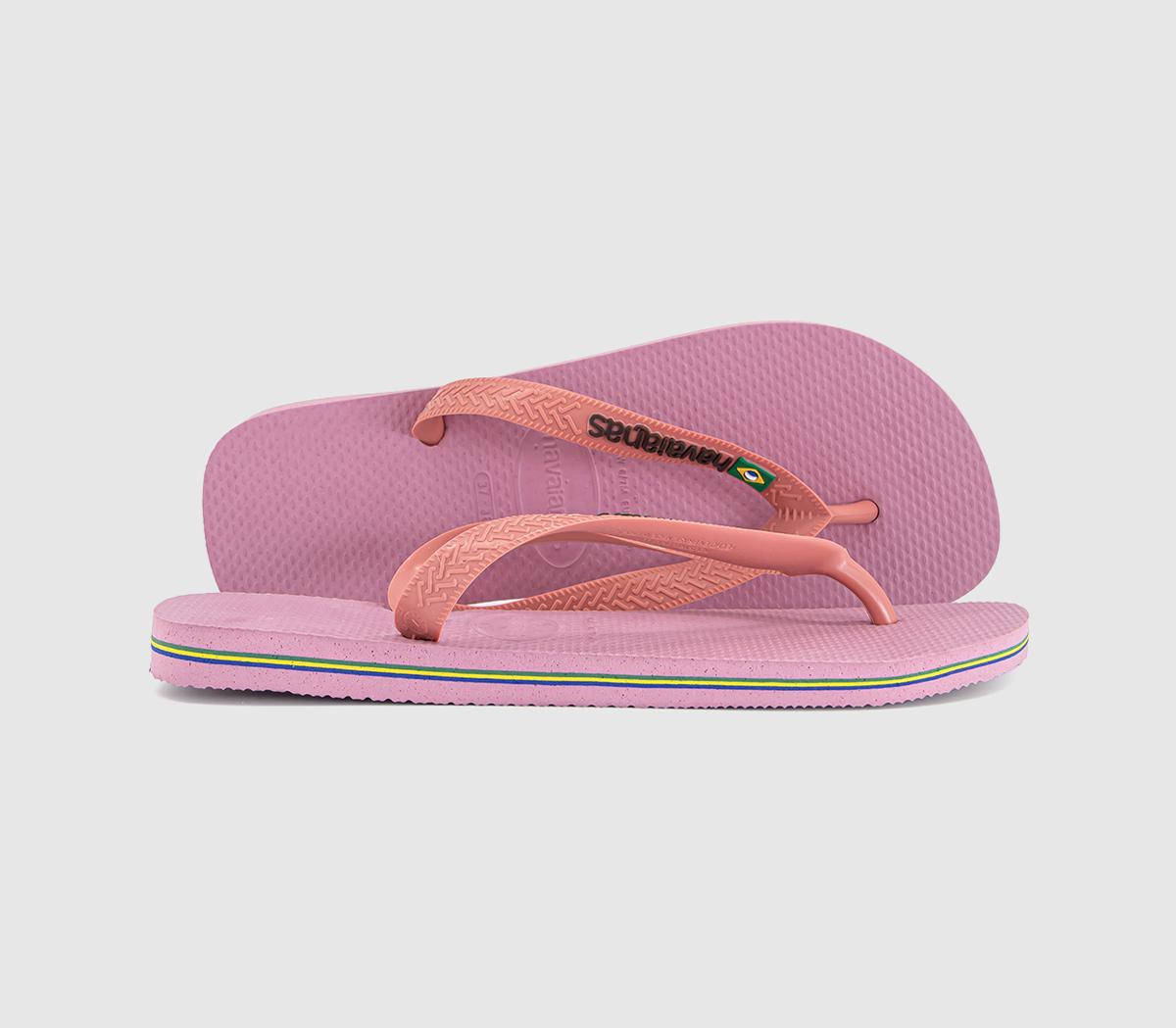 Havaianas Brasil Logo Flip Flops Chiffon Rose  Pink in Women's Size 5, Office Shoes