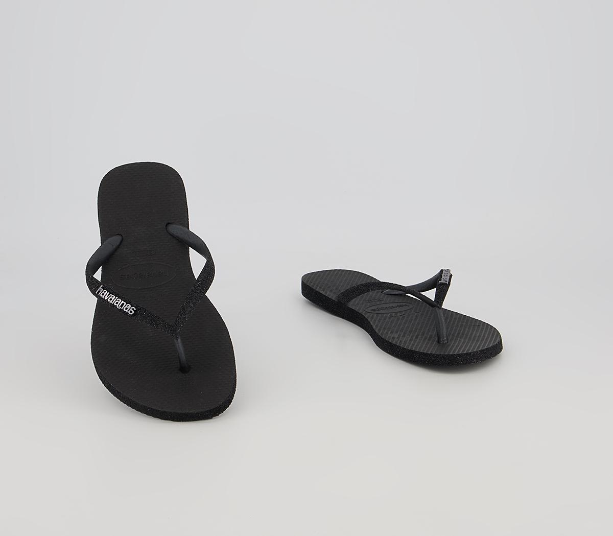 Havaianas Slim Glitter II Sandales Femme - Design Slim & Finition Brillante Pour L'Été (Schwarz Schwarz, EU 39/40)