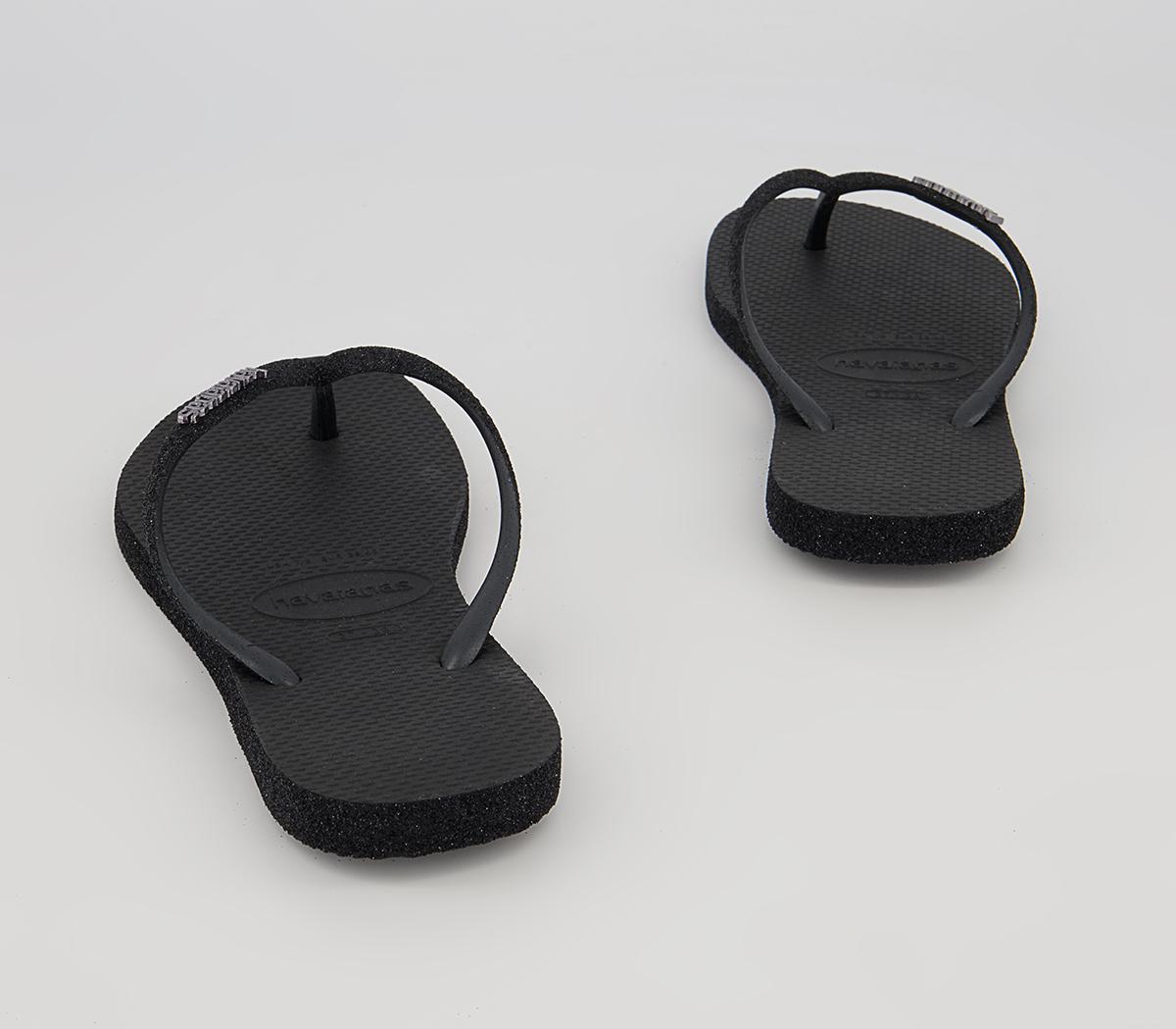Havaianas Slim Sparkle II Flip Flops Havaianas Slim Sparkle II Flip Flops Black