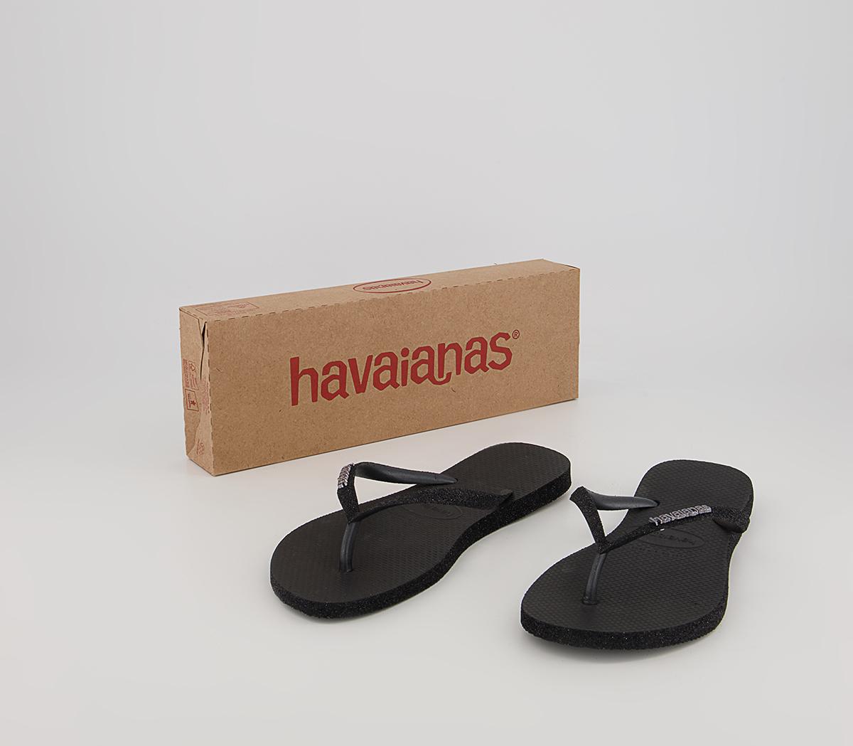 Havaianas Slim Sparkle II Flip Flops Havaianas Slim Sparkle II Flip Flops Black