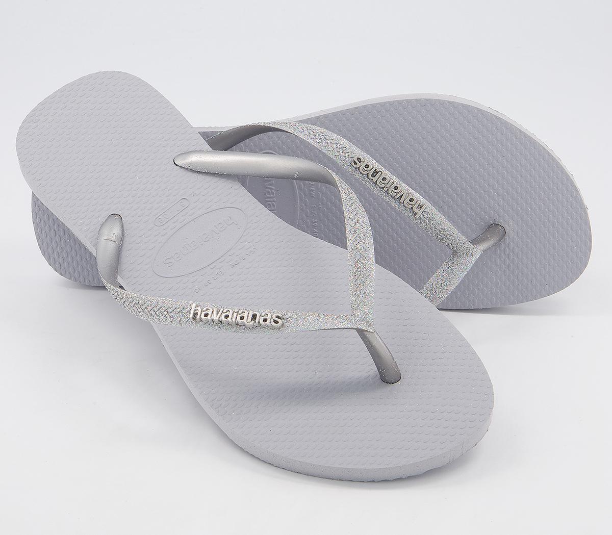 Havaianas Slim Glitter II Flip Flops Ice Grey Women’s Sandals