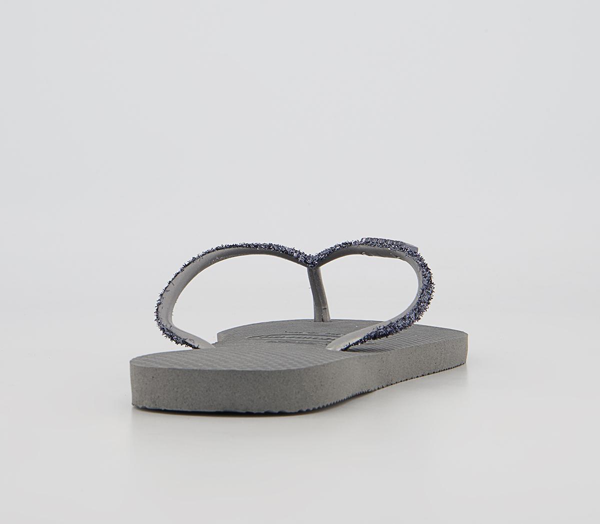 Havaianas Slim Glitter II Flip Flops Havaianas Slim Glitter II Flip Flops Steel Grey