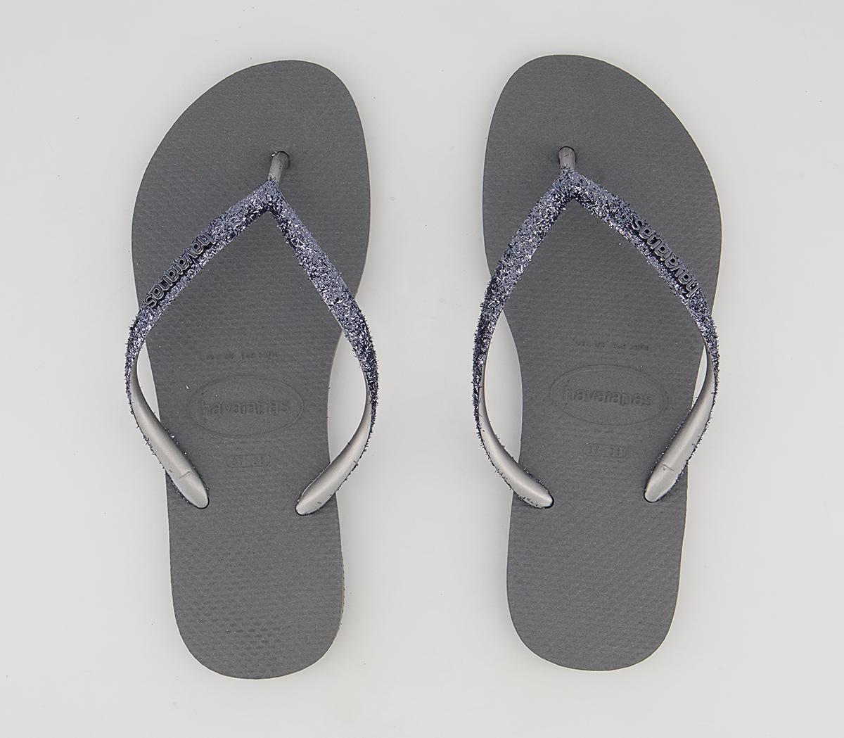 Havaianas Slim Glitter II Flip Flops Havaianas Slim Glitter II Flip Flops Steel Grey