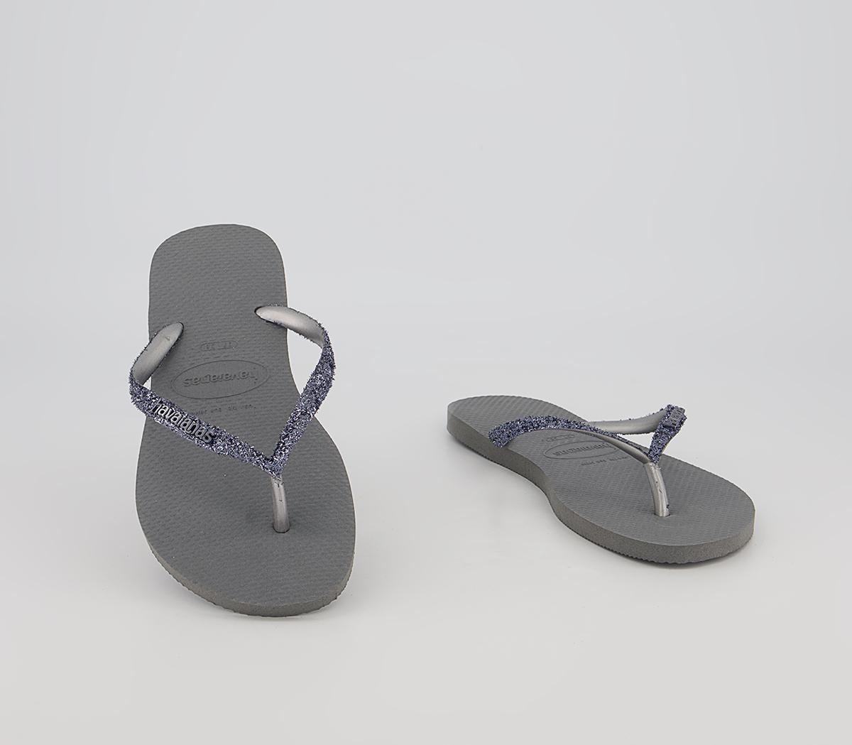 Havaianas Slim Glitter II Flip Flops Havaianas Slim Glitter II Flip Flops Steel Grey