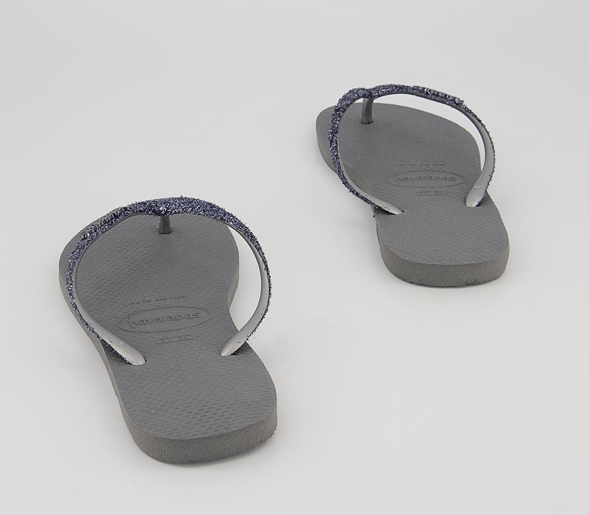 Havaianas Slim Glitter II Flip Flops Havaianas Slim Glitter II Flip Flops Steel Grey