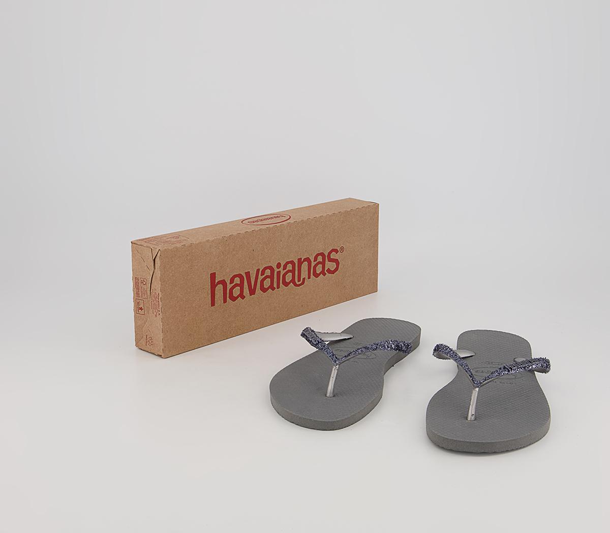 Havaianas Slim Glitter II Flip Flops Havaianas Slim Glitter II Flip Flops Steel Grey