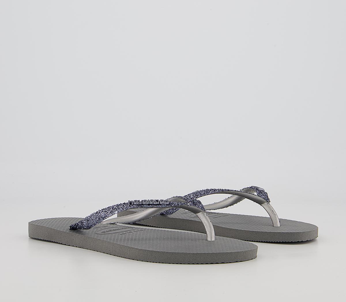 Havaianas Slim Glitter II Flip Flops Havaianas Slim Glitter II Flip Flops Steel Grey
