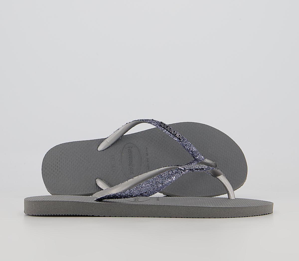 Havaianas Slim Glitter II Flip Flops Havaianas Slim Glitter II Flip Flops Steel Grey