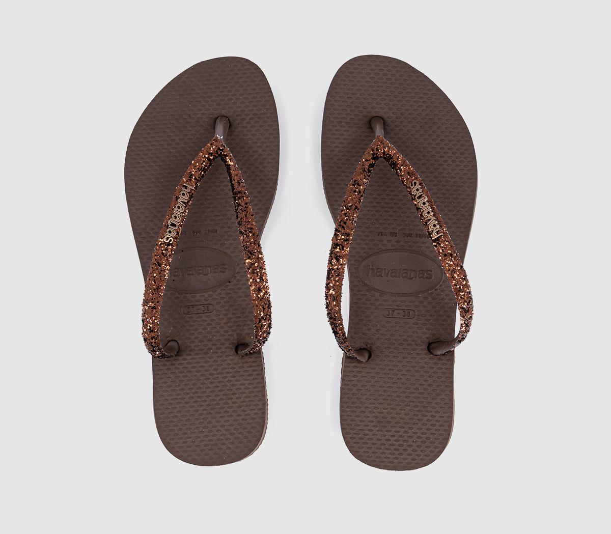 HavaianasSlim Glitter II Flip FlopsDark Brown