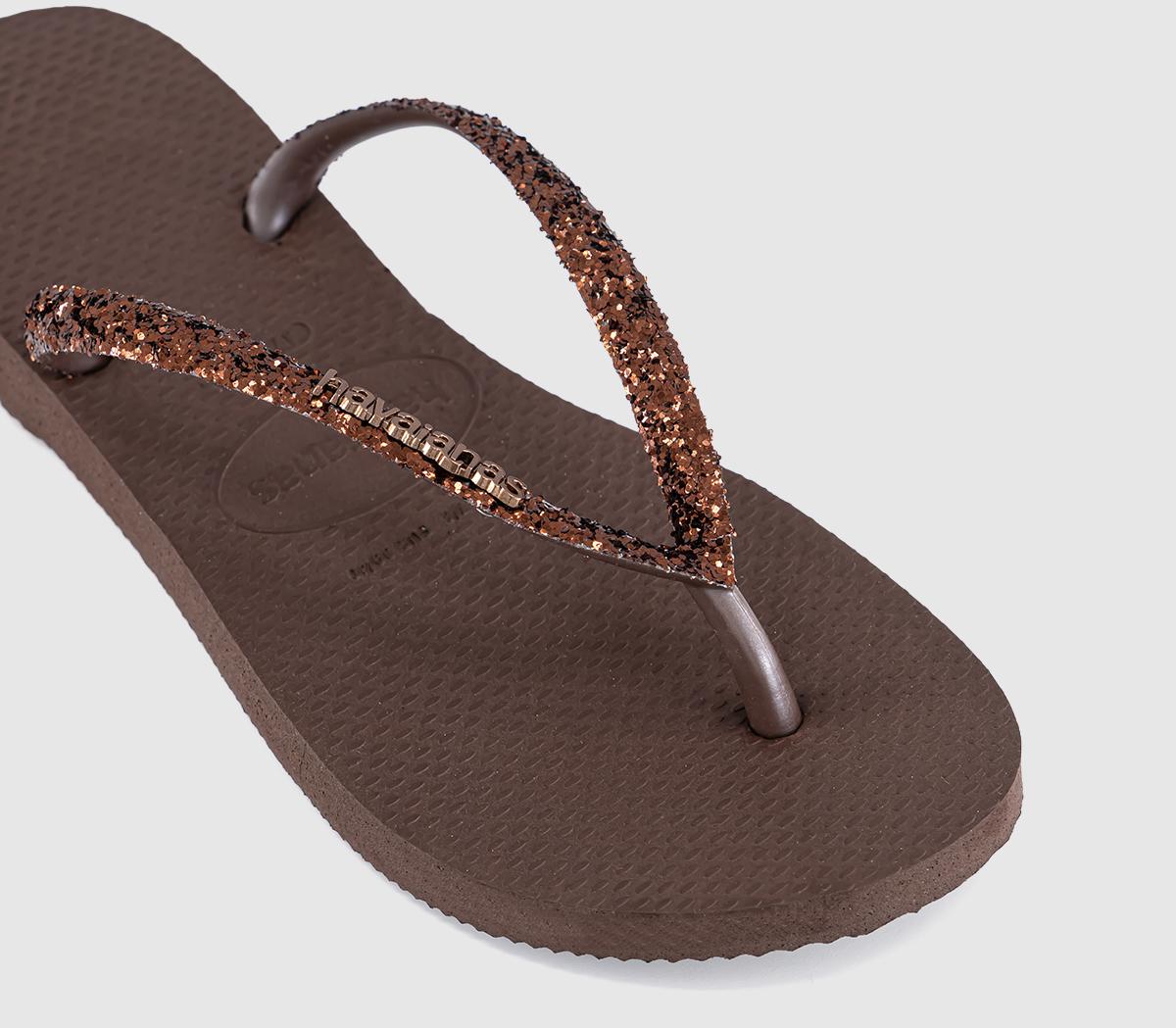 HavaianasSlim Glitter II Flip FlopsDark Brown