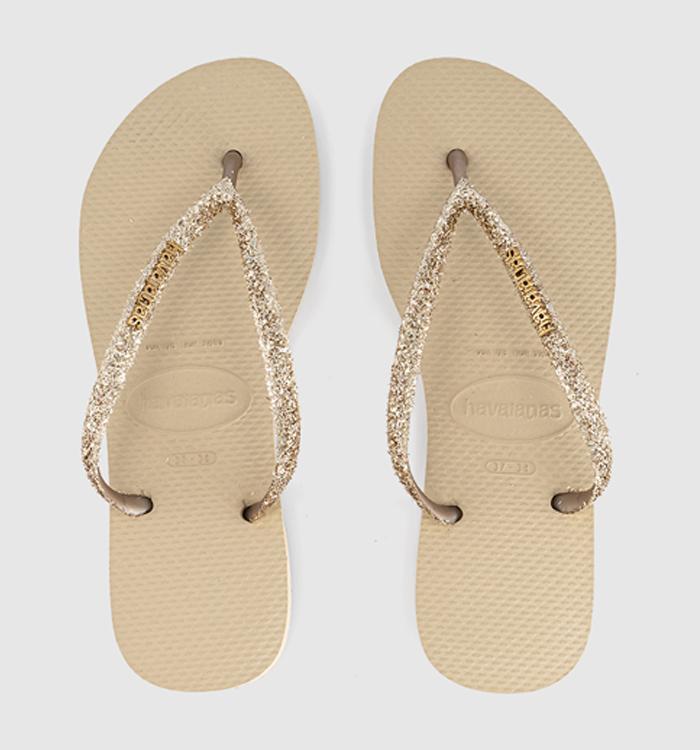 Havaianas Slim Glitter II Flip Flops Golden Light