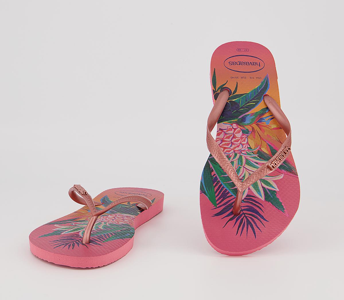 Havaianas Slim Tropical Flip Flops Havaianas Slim Tropical Flip Flops Pink Porcelain