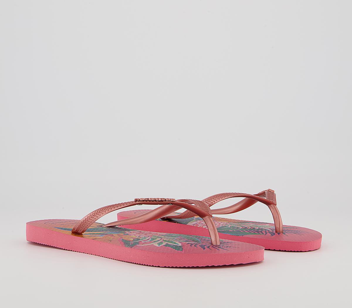 Havaianas Slim Tropical Flip Flops Havaianas Slim Tropical Flip Flops Pink Porcelain