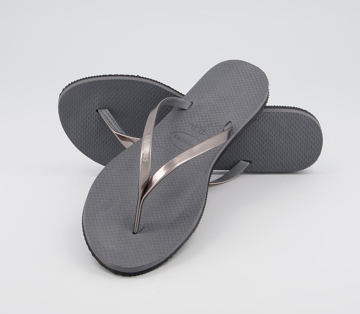 Havaianas You Metallic Flip Flops Havaianas You Metallic Flip Flops Steel Grey