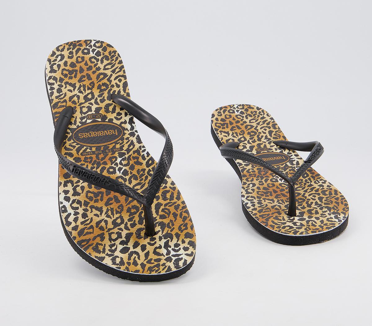 Havaianas Slim Leopard Flip Flops Havaianas Slim Leopard Flip Flops Black
