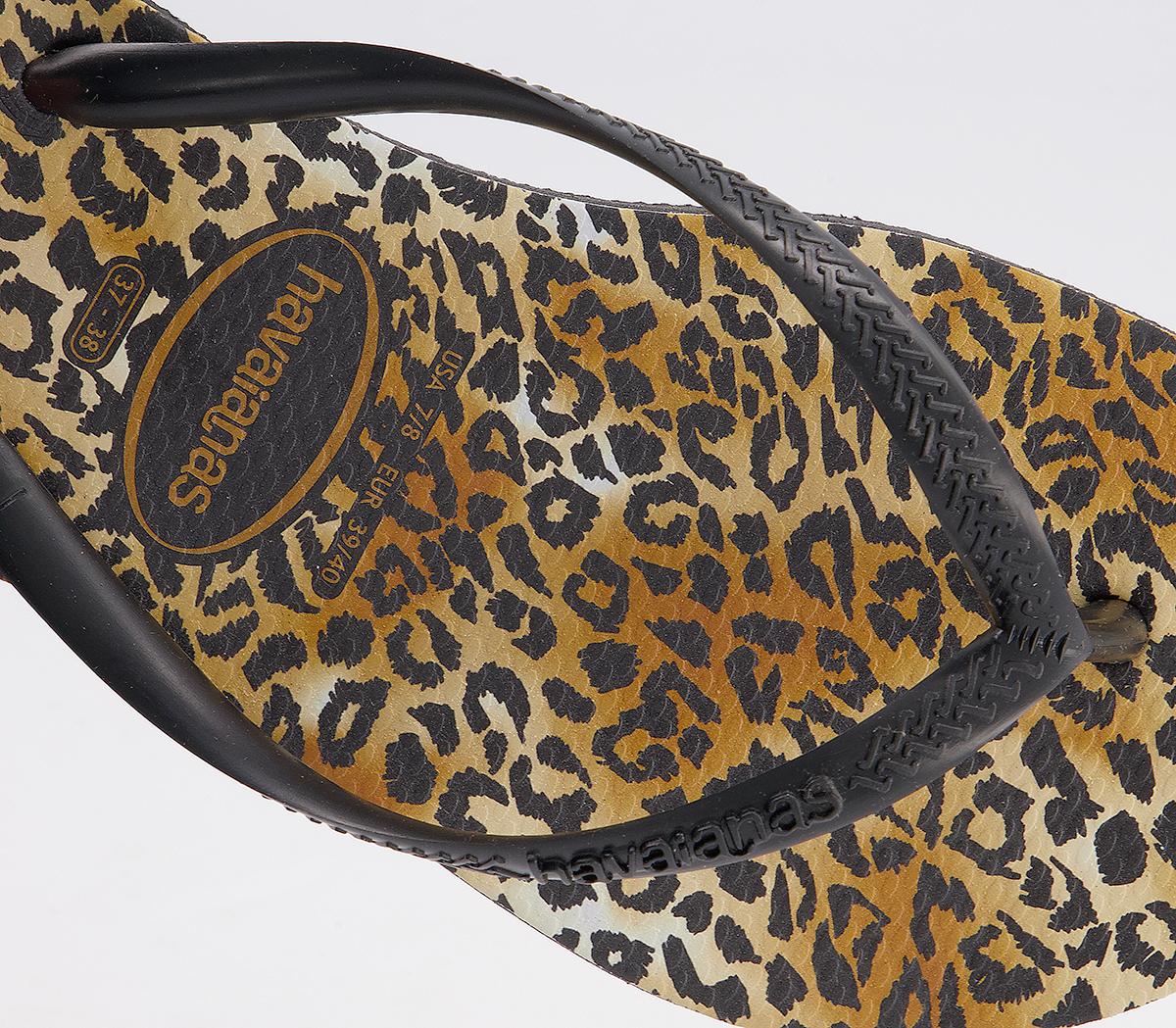 Havaianas Slim Leopard Flip Flops Havaianas Slim Leopard Flip Flops Black