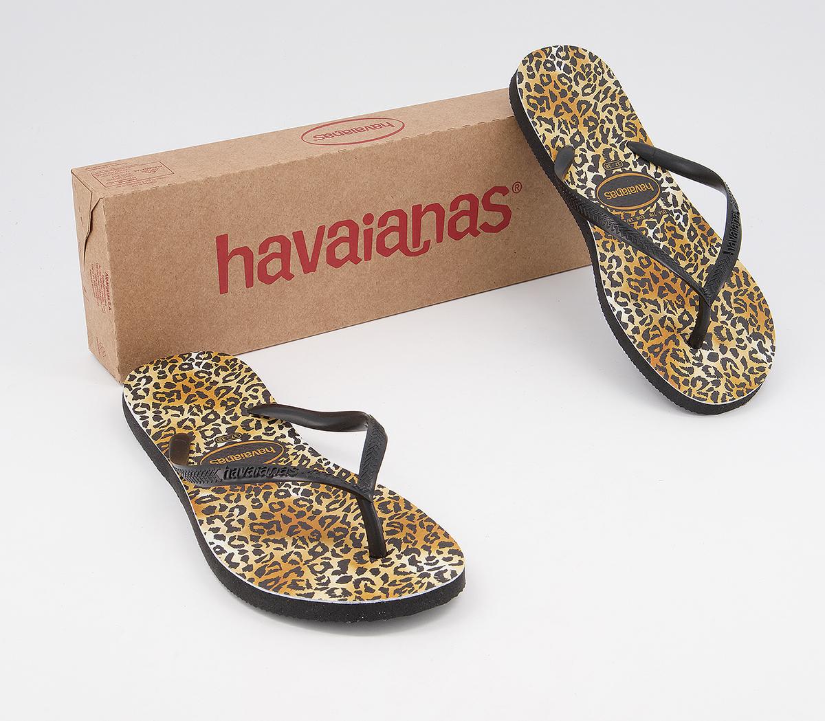 Havaianas Slim Leopard Flip Flops Havaianas Slim Leopard Flip Flops Black