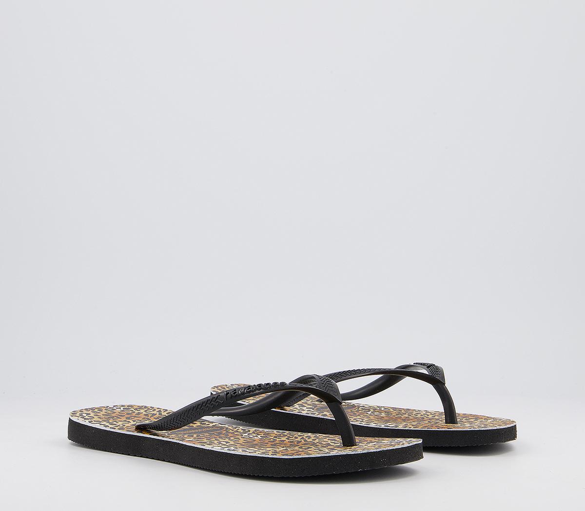 Havaianas Slim Leopard Flip Flops Havaianas Slim Leopard Flip Flops Black