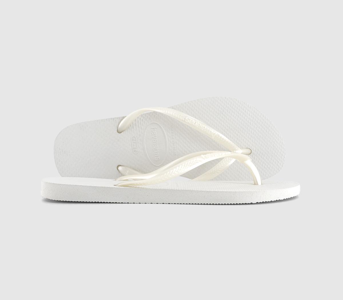 Slim white havaianas hot sale flip flops