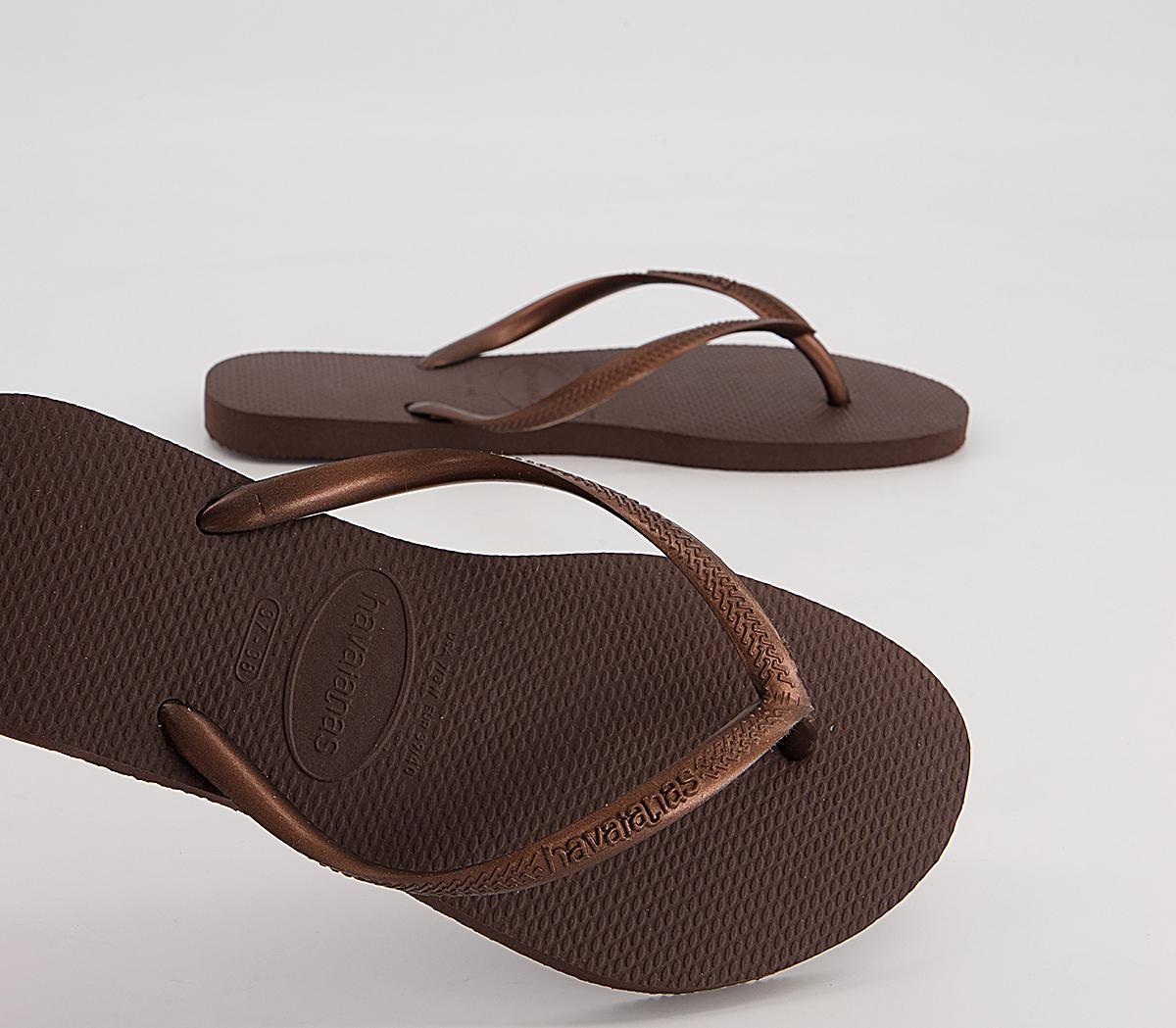 Havaianas Slim Flip Flops Dark Brown - Women’s Sandals