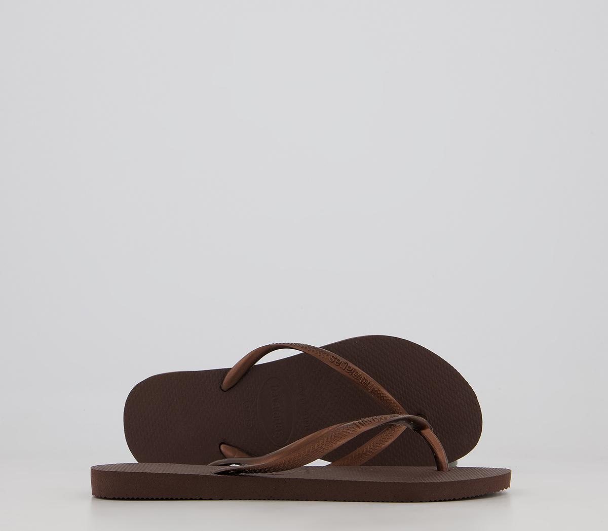 Havaianas Slim Flip Flops Dark Brown - Women’s Sandals