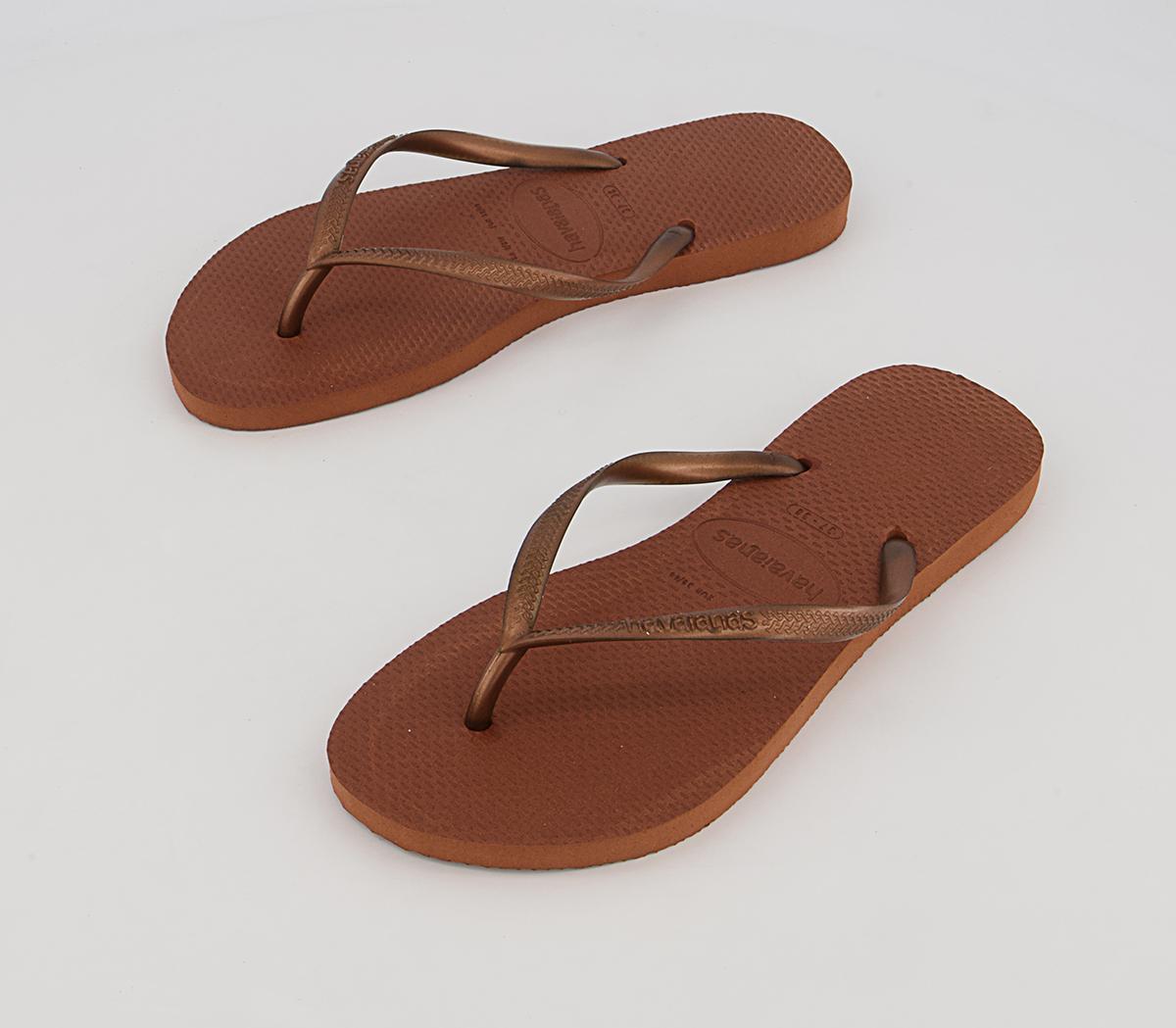 Havaianas Slim Flip Flops Rust Metallic Copper - Women’s Sandals