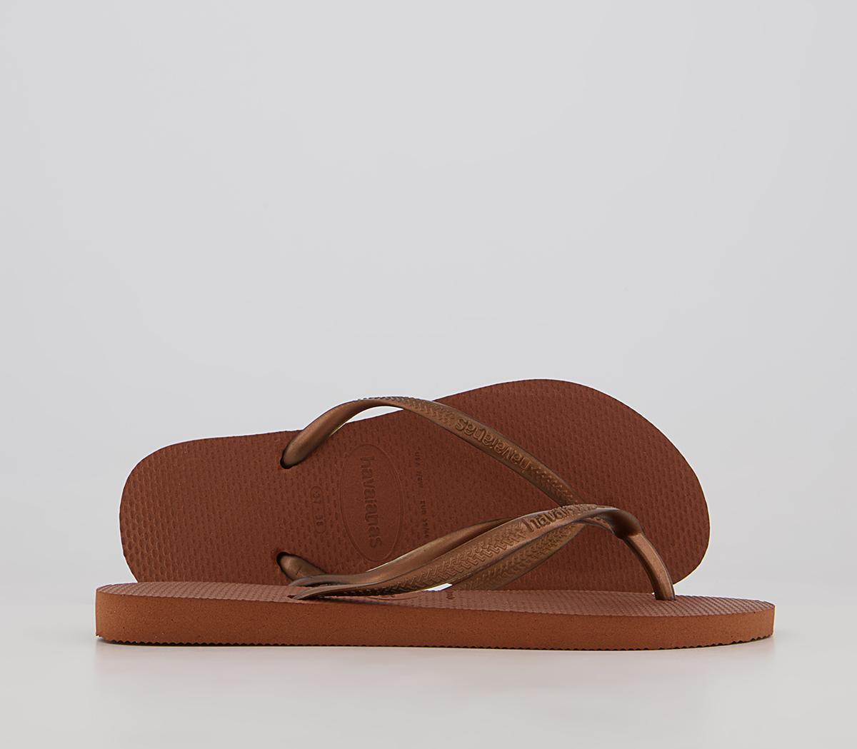 Havaianas Slim Flip Flops Havaianas Slim Flip Flops Rust Metallic Copper