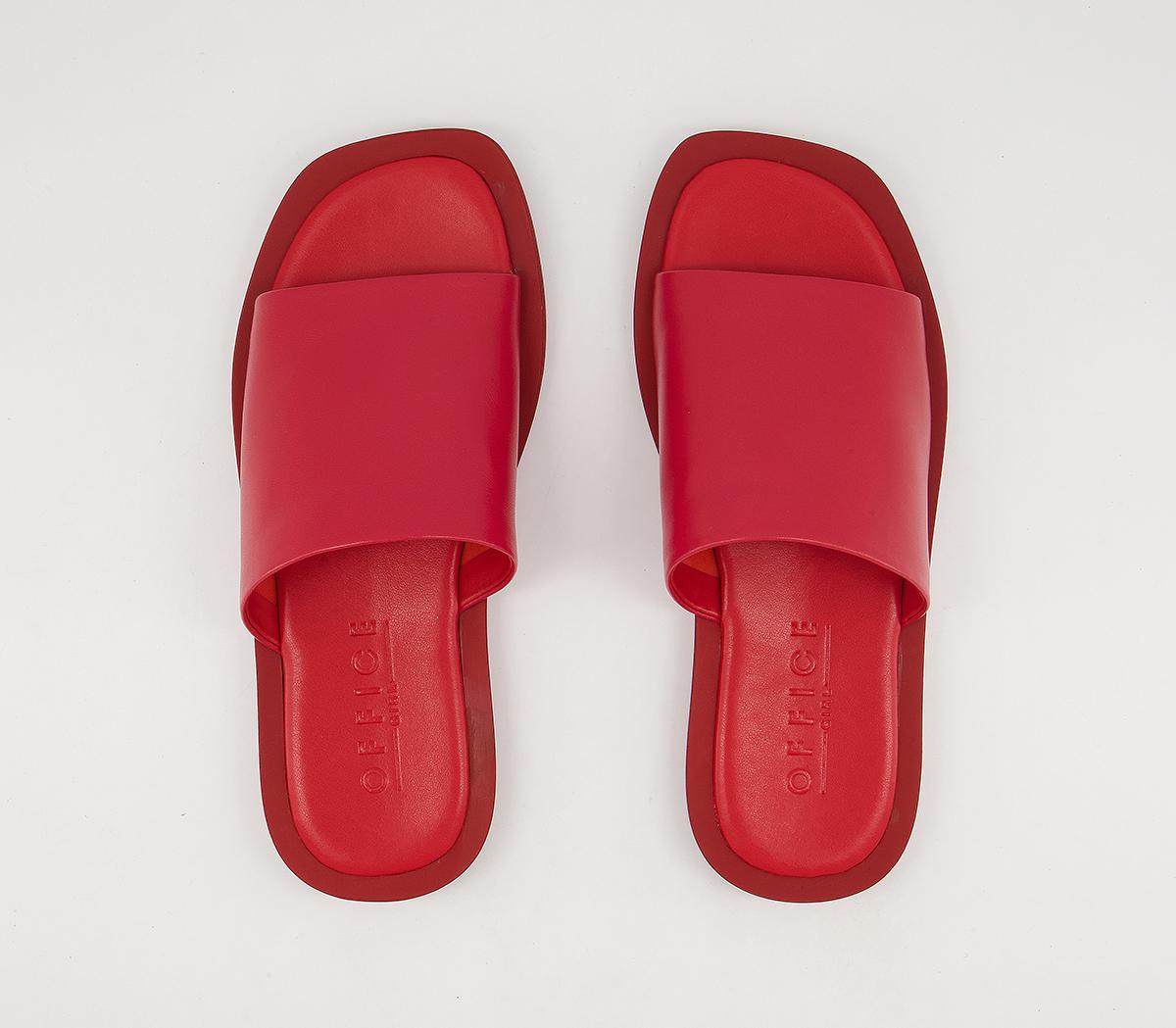 OFFICE Soften Leather Mules Red Leather - Women’s Sandals