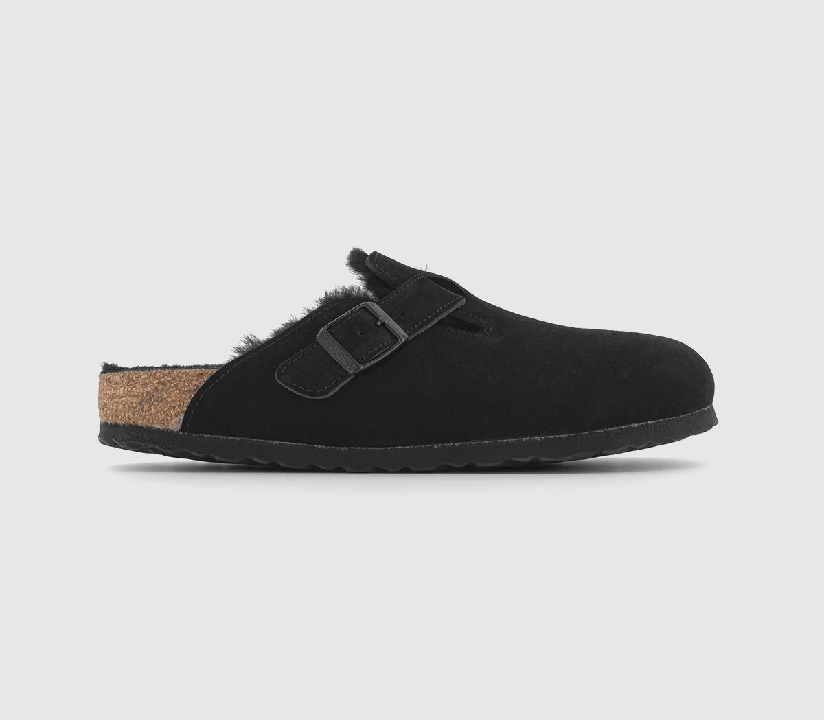 BIRKENSTOCK Boston Shearling Clogs Black Flat Shoes for Women