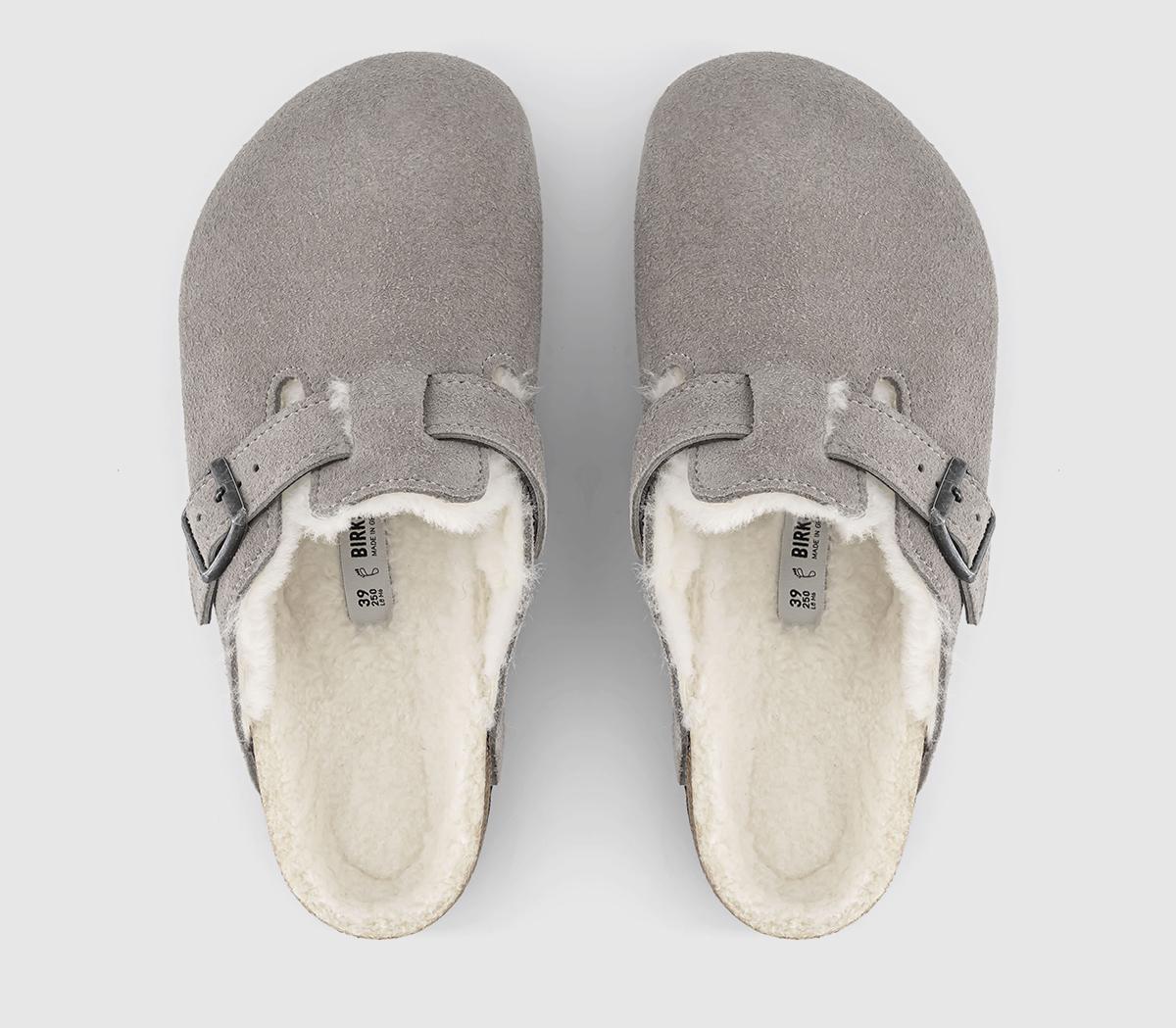 BIRKENSTOCKBoston Shearling Clogs Suede Stone Coin