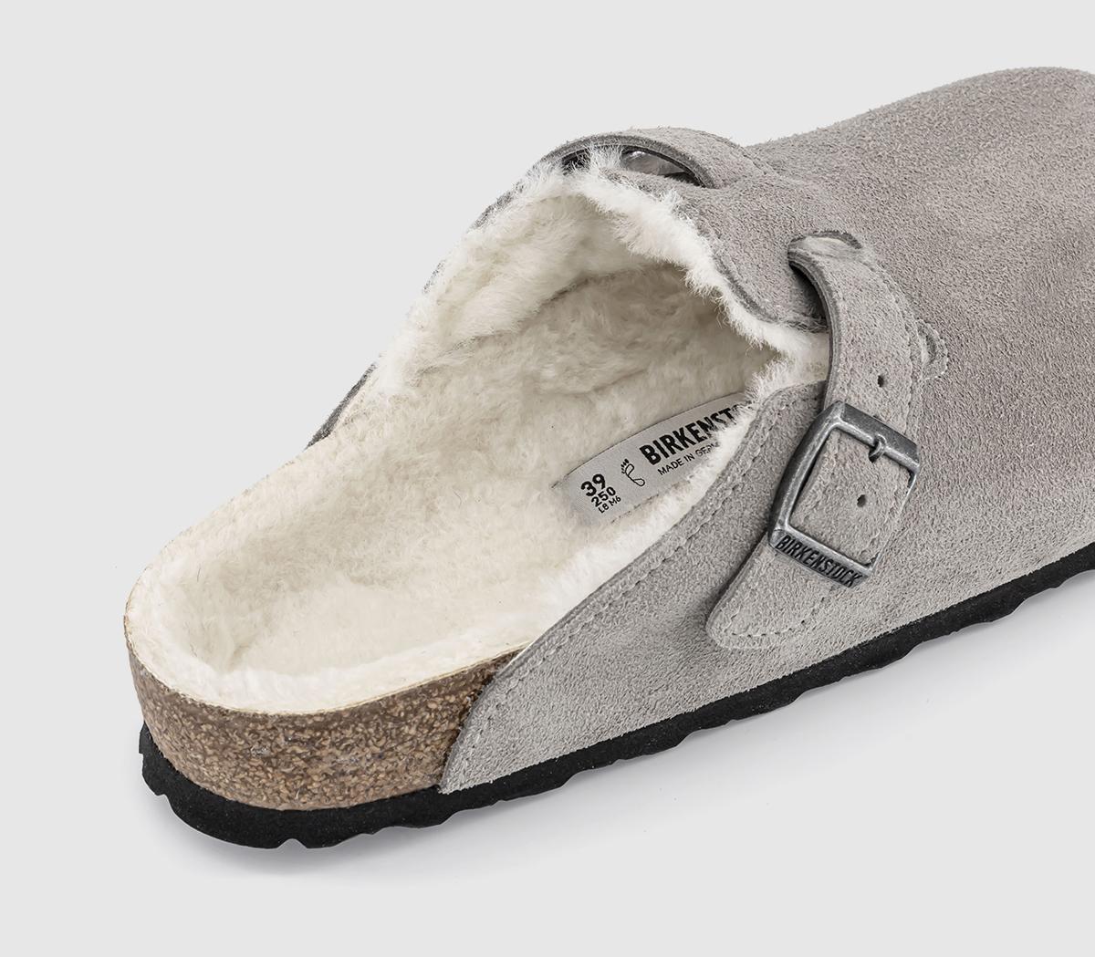 BIRKENSTOCKBoston Shearling Clogs Suede Stone Coin