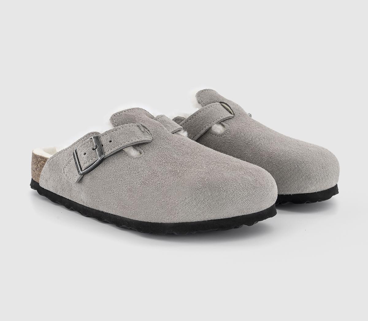 BIRKENSTOCKBoston Shearling Clogs Suede Stone Coin
