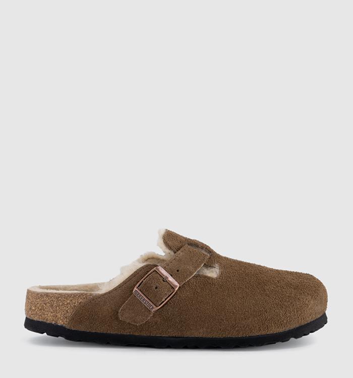 BIRKENSTOCK Boston Shearling Clogs Dark Tea