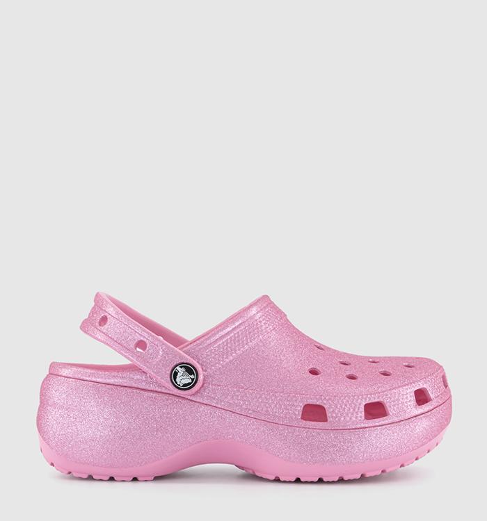 Crocs Platform Clogs Pink Tweed Glitter