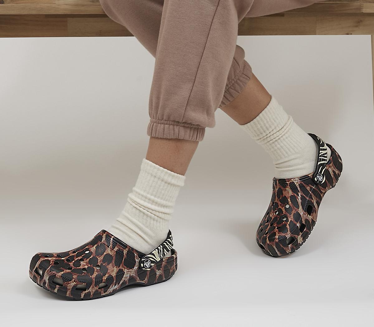 Crocs Classic Clogs Black Leopard - Animal-Print Shoes & Sandals