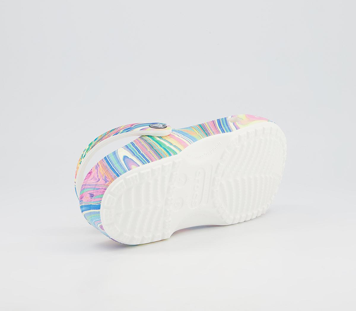 Multi White Crocs Crocs Classic Clogs Multi White - Flat Shoes for Women