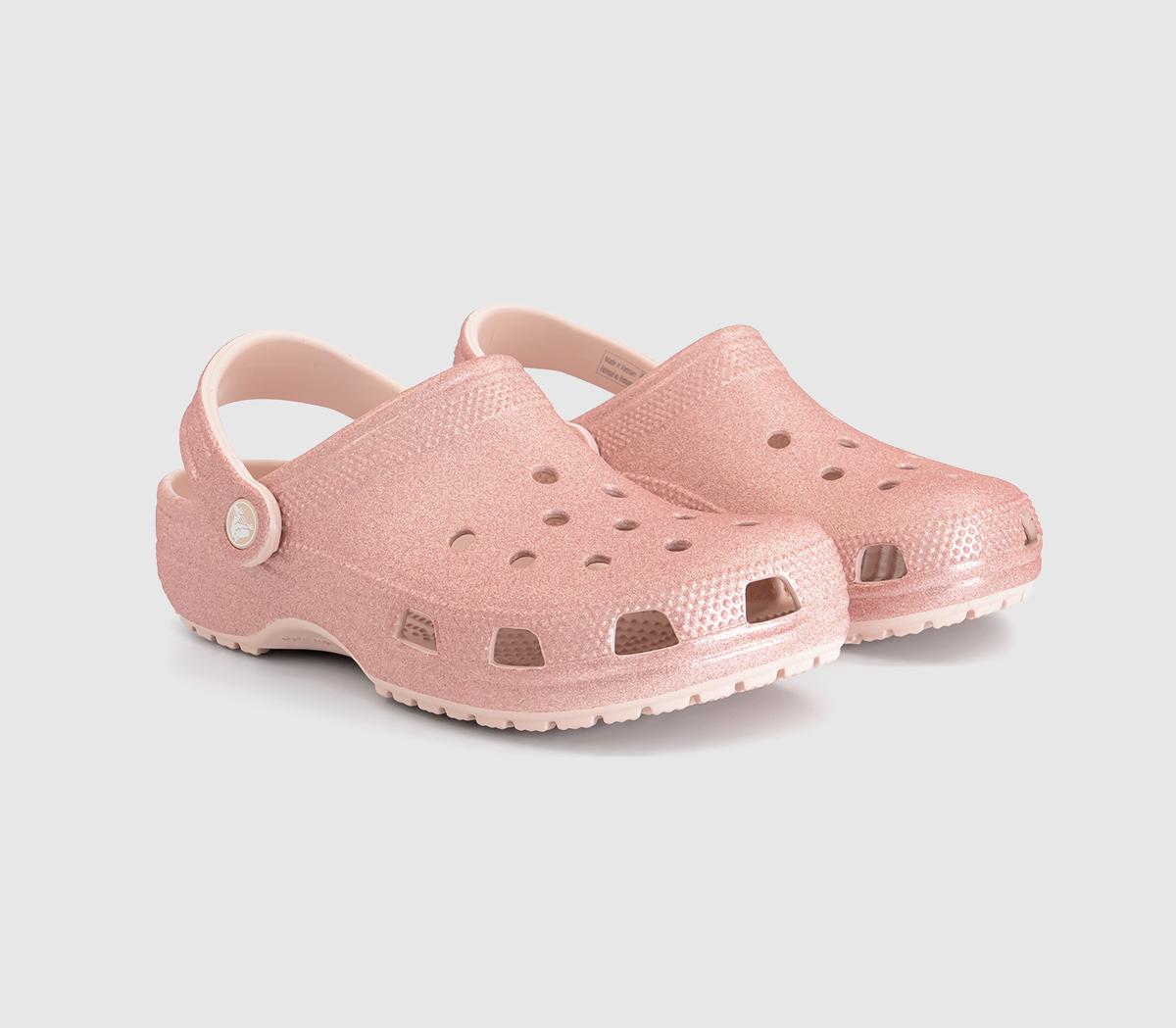 Crocs Womens Classic Clogs Quartz Glitter Pink, 7