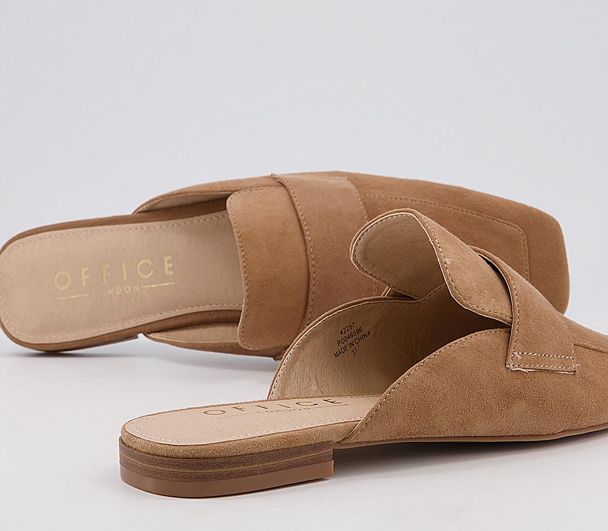 Office Faultless Square Toe Mules Office Faultless Square Toe Mules Taupe Suede