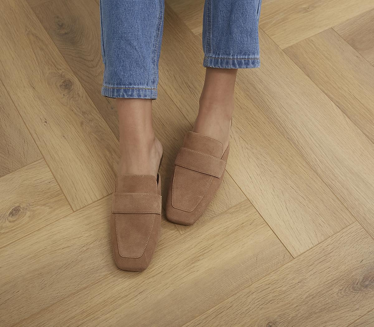 Taupe deals suede mules