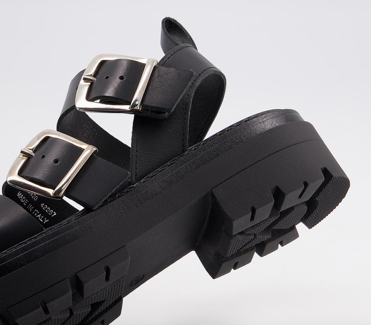 Office Mask Chunky Buckle Sandals Office Mask Chunky Buckle Sandals Black Leather