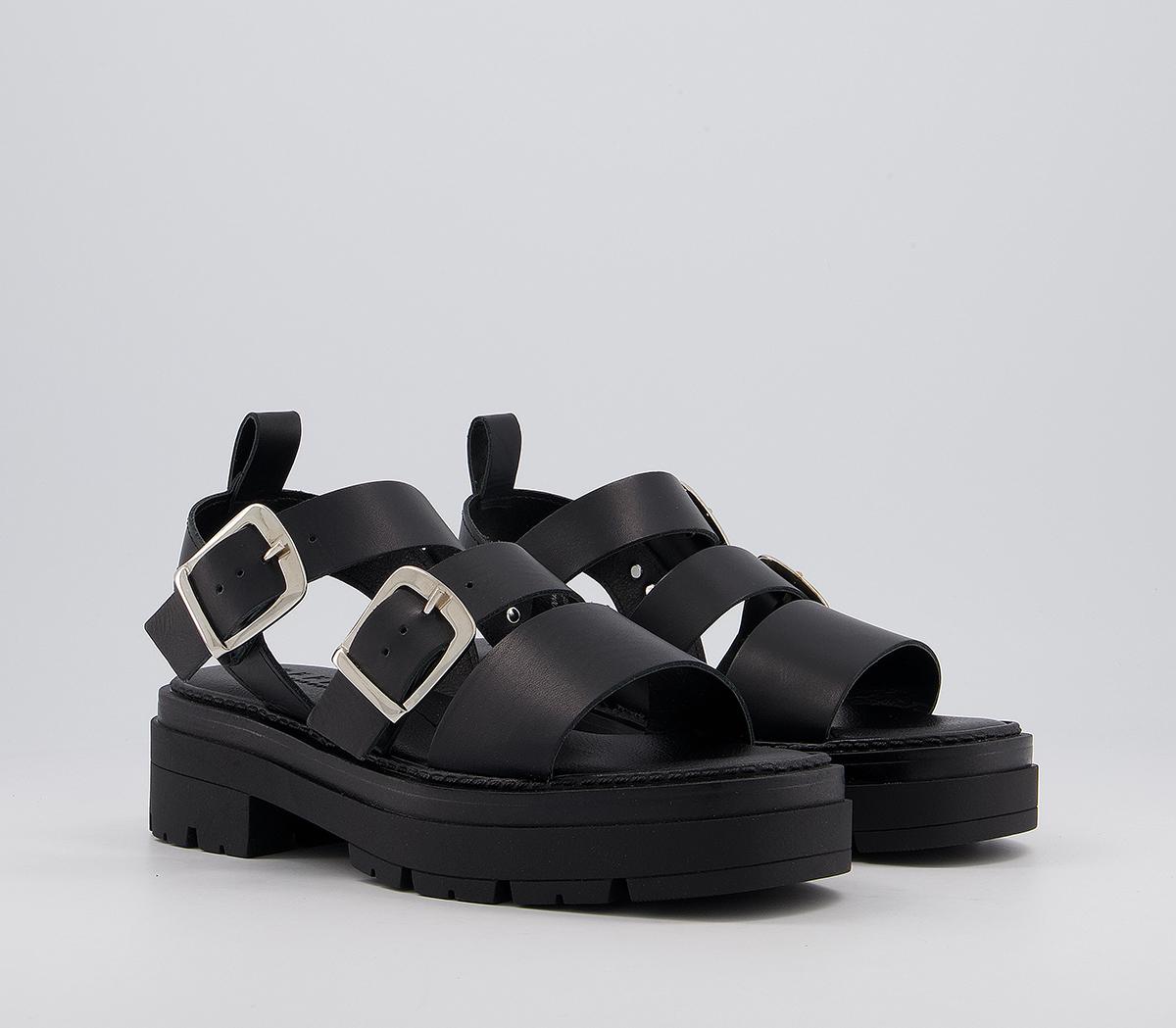 Office Mask Chunky Buckle Sandals Office Mask Chunky Buckle Sandals Black Leather