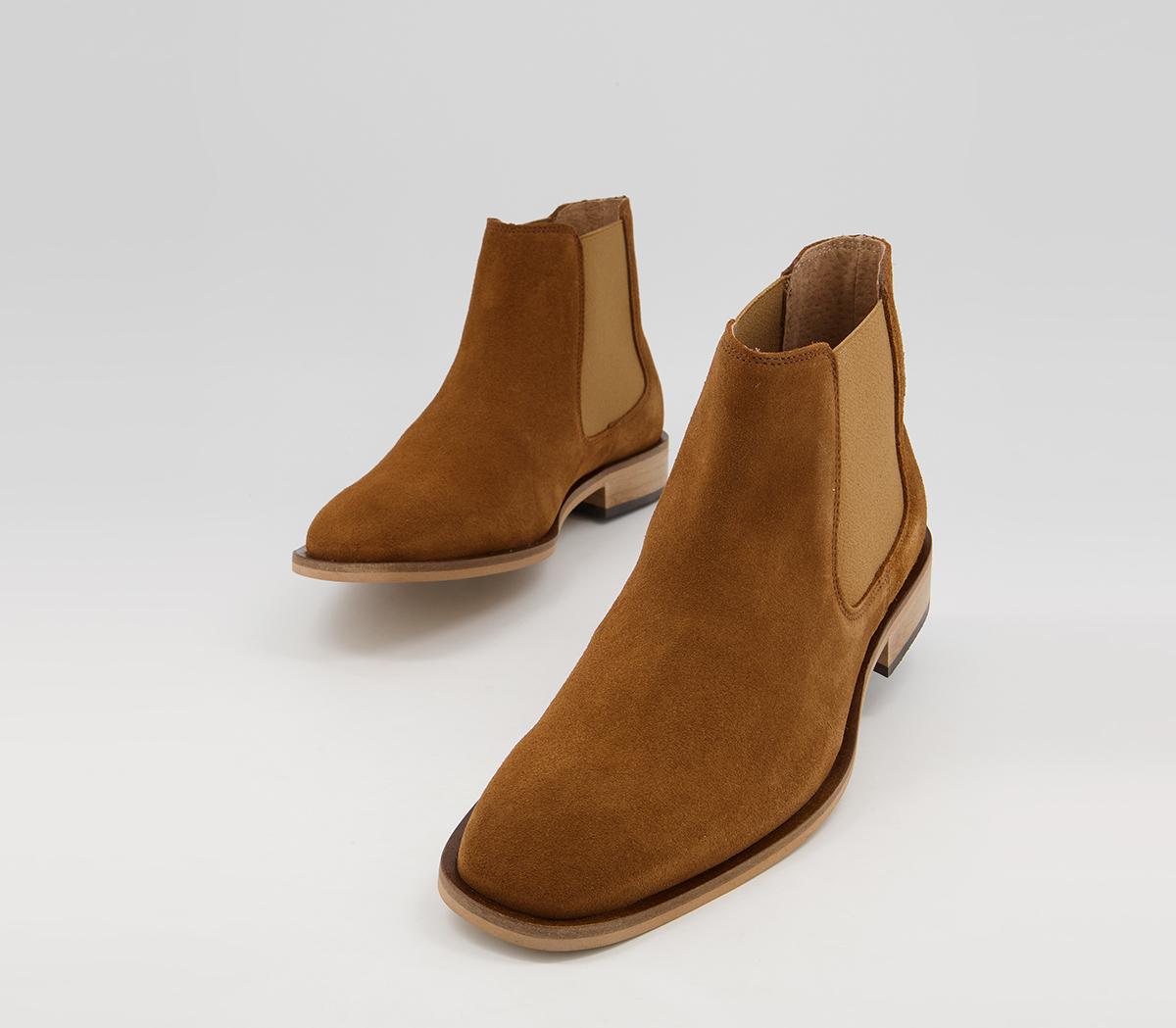 OFFICE Bravo Chelsea Boots Tan Suede - Men's Casual Shoes